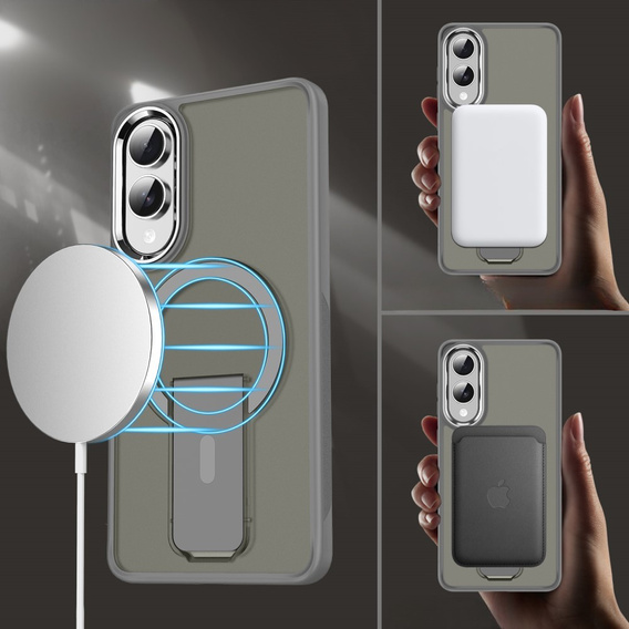 Etui do Samsung Galaxy S25 Edge, Kickstand Matt Case, do MagSafe, tytanowa szarość