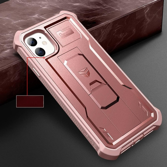 Etui pancerne do iPhone 11, Dexnor Full Body, różowe rose gold