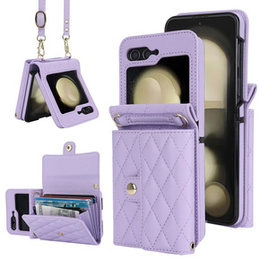 Etui skórzane Card Slots do Samsung Galaxy Z Flip7 FE / Z Flip6, fioletowe