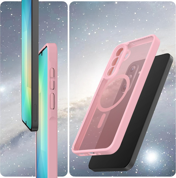 Etui do Samsung Galaxy A56 5G, do MagSafe, ERBORD Matt Case, różowe + Szkło na ekran