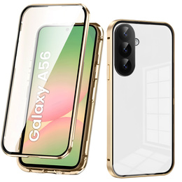 Etui do Samsung Galaxy A56 5G, Magnetic Dual Glass, złote