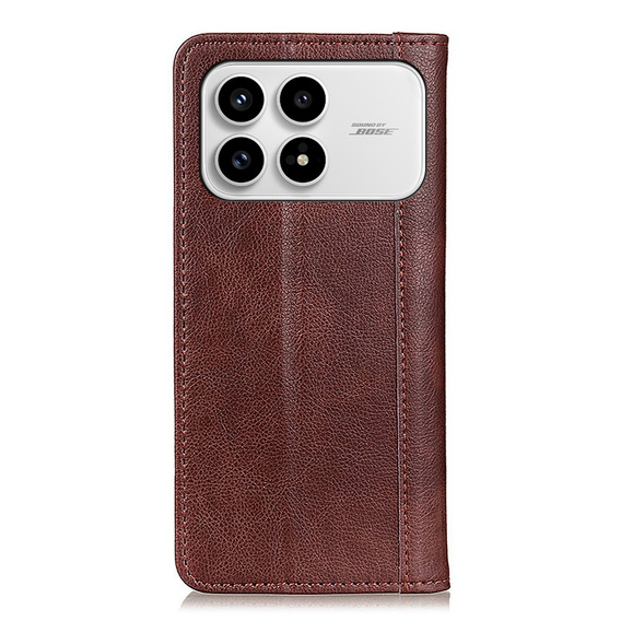 Etui z klapką do Xiaomi Poco F8 Pro, Split Leather, brązowe