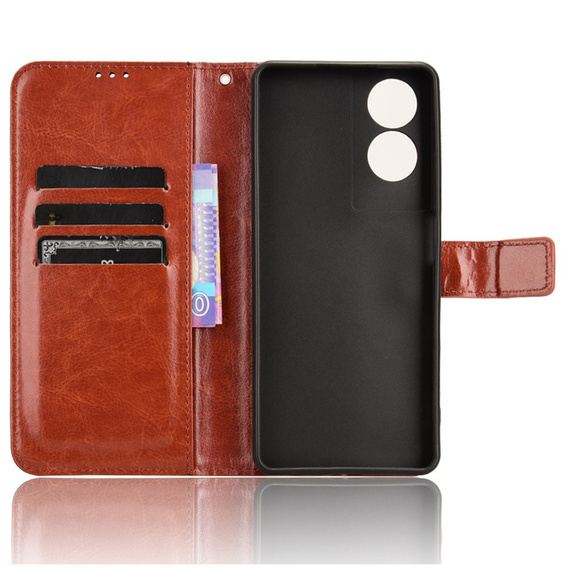 Etui z klapką do TCL 40 NxtPaper, Crazy Horse Wallet, brązowe