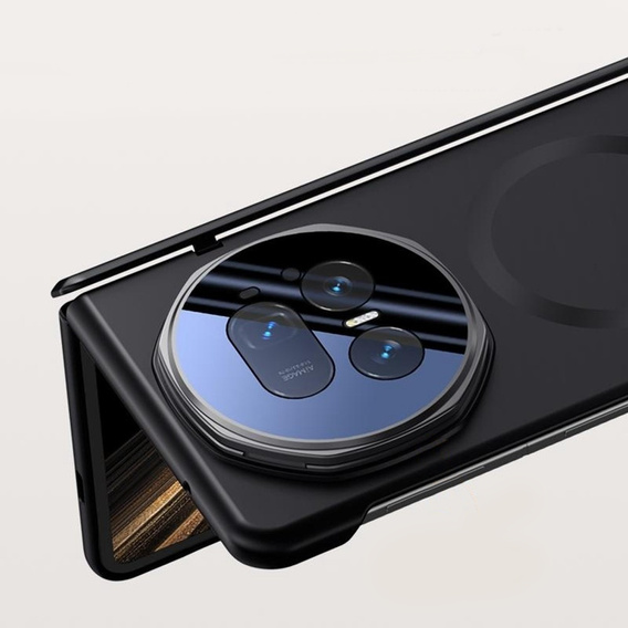 Etui do Honor Magic V5 5G, z podstawką i wbudowanym szkłem, czarne