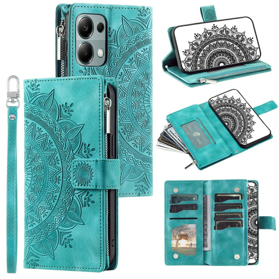Etui z klapką do Xiaomi Redmi Note 13 Pro 4G / Xiaomi Redmi Note 14S / Xiaomi Poco M6 Pro 4G, Mandala, zielone