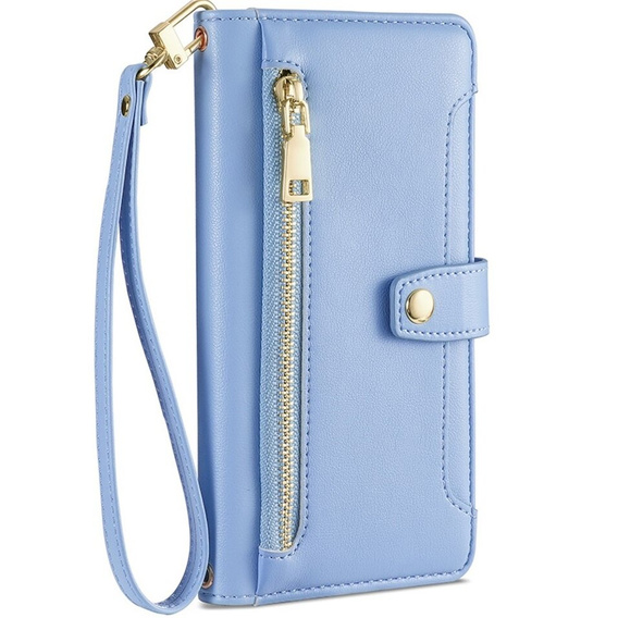 Etui z klapką do Samsung Galaxy A54 5G, Wallet Zipper Pocket, niebieskie