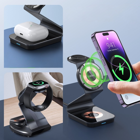 ERBORD Station 3w1 – magnetyczna ładowarka z MagSafe do iPhone, Apple Watch i AirPods