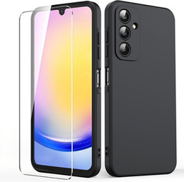 Etui cienkie do Samsung Galaxy M15 5G, Slim Matowe, czarne + szkło 9H