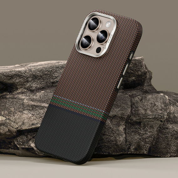 Etui BENKS Kevlar do iPhone 16 Pro, Magnetic Armor Pro Prestige Kevlar 600D Y065, do MagSafe, aktywny przycisk – brązowe