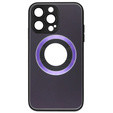 Zestaw Etui do Magsafe do iPhone 14 Pro Max, Hole for Apple Logo, fioletowe + Szkło
