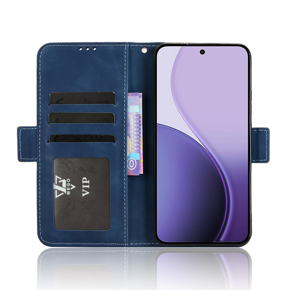 Etui z klapką do Oppo Reno 14, Card Slot, granatowe