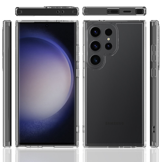Zestaw Etui do Galaxy S24 Ultra, Fusion Hybrid, przezroczyste + 2x Szkło na ekran z ramką do montażu