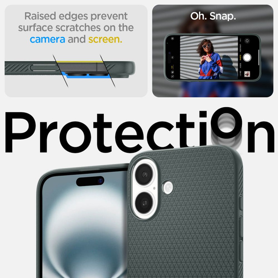 Etui Spigen Liquid Air do iPhone 16 – kolor Abyss Green + Szkło Hartowane 9H