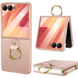Etui Ring Holder do Samsung Galaxy Z Flip7 5G, ze szkłem na ekran zewnętrzny, złote
