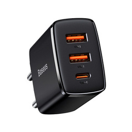 BASEUS Ładowarka Sieciowa 2xUSB + USB Type-C, 30W, Black