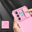 Etui pancerne do Samsung Galaxy A14 4G/5G, Camshield z podstawką, Różowe