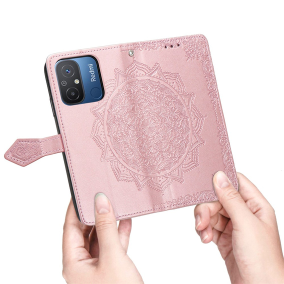 Etui z klapką do Xiaomi Redmi 12C, Mandala, różowe rose gold