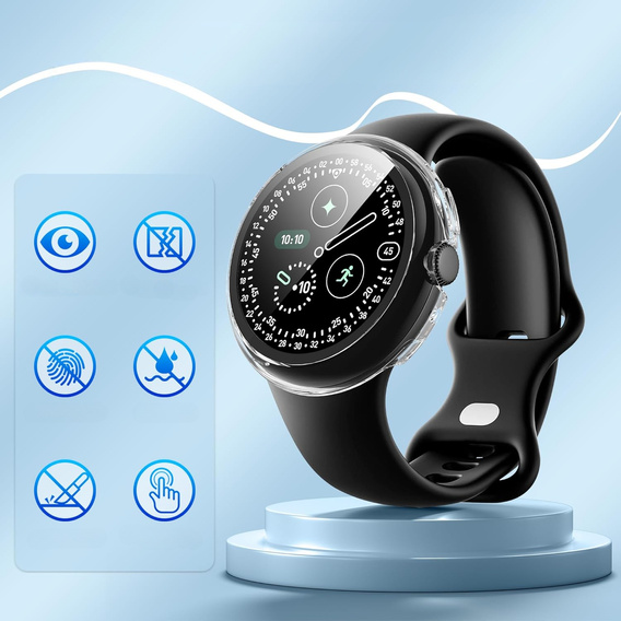 2w1 Etui + Szkło Hartowane do Google Pixel Watch 4 45mm, Przezroczyste