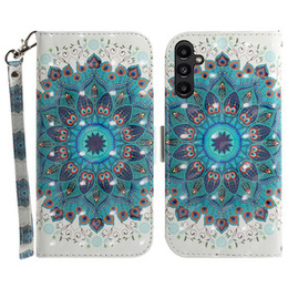 Etui z klapką do Samsung Galaxy A15, Wallet mandala, białe + szkło 9H