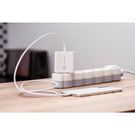 Forcell F-Energy TFK‑TC‑45WPD – Szybka ładowarka sieciowa USB-C 45 W QC4.0/PD - Biała