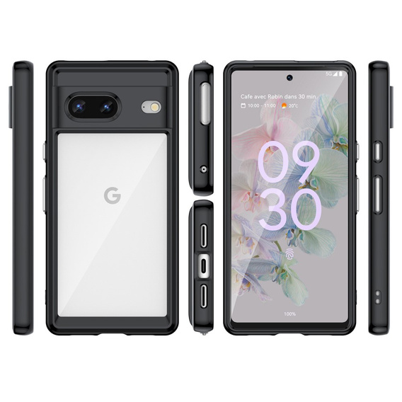 Etui do Google Pixel 7 5G, Fusion Hybrid, z ochroną aparatu, przezroczyste / czarne