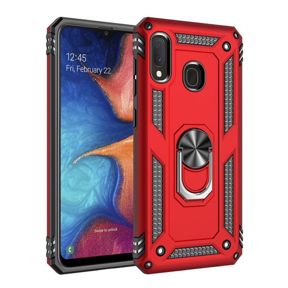 Etui pancerne do Samsung Galaxy A20E, Nox Case Ring, czerwone