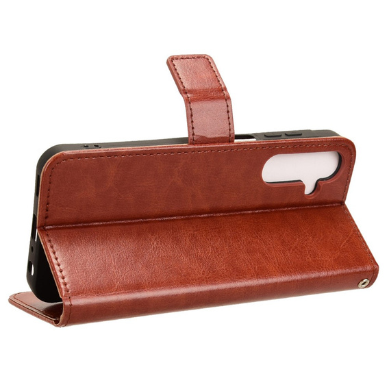 Etui z klapką do Samsung Galaxy M55 5G, Crazy Horse Wallet, brązowe