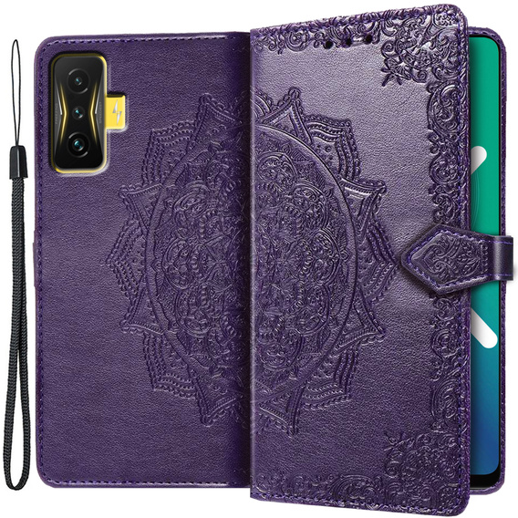 Etui z klapką do Xiaomi Poco F4 GT, Mandala, fioletowe