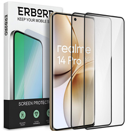 2x Szkło Hartowane do Realme 14 Pro 5G, ERBORD 3D pełne, szybka na cały ekran