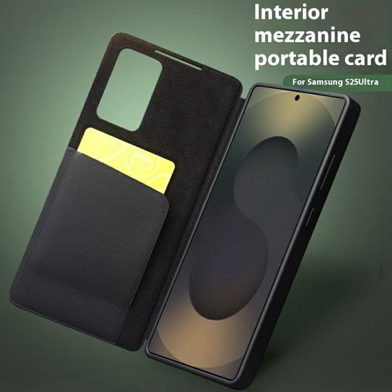 Etui QIALINO do Samsung Galaxy S25 Ultra z klapką, czarne