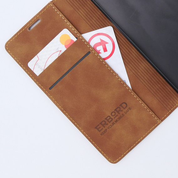 Etui do Motorola Moto G13/ G23 4G, ERBORD Vintage portfel z klapką, brązowe