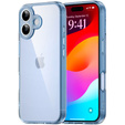 Etui do iPhone 17, z ochroną aparatu, przezroczyste z niebieską ramką