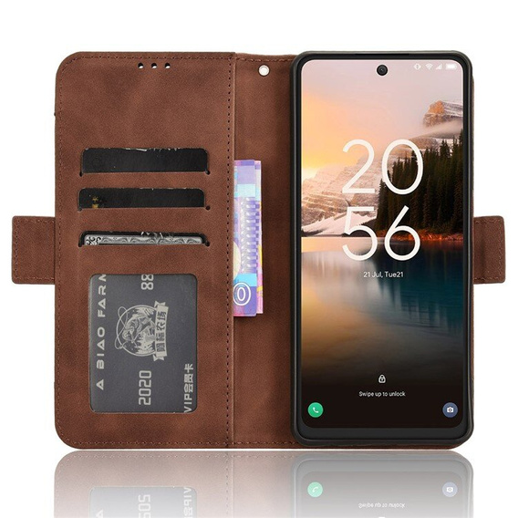 Etui z klapką do TCL 40 NxtPaper, Card Slot, brązowe