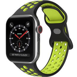 Pasek Silikonowy do Apple Watch 1/2/3/4/5/6/7/8/9/10/11/SE Ultra 1/2/3 42/44/45/46/49mm, Czarny/Zielony