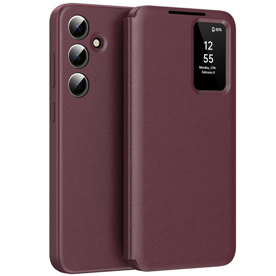 Etui do Samsung Galaxy A56 5G – Smart View z kieszenią na kartę, bordowe