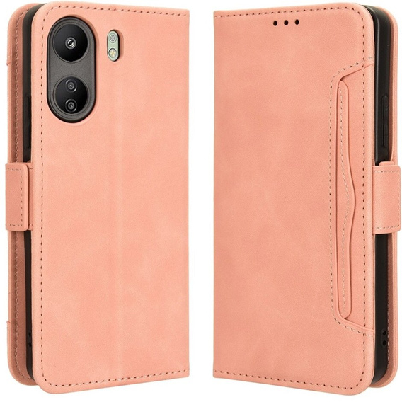 Etui z klapką do Xiaomi Redmi 13C / Poco C65, Card Slot, różowe