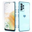 Zestaw Etui do Samsung Galaxy A33 5G, Electro heart, Niebieskie + szkło