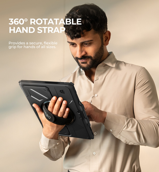 Etui Dexnor 360° do Microsoft Surface Pro 11/10/9, z paskiem i miejscem na rysik - czarne