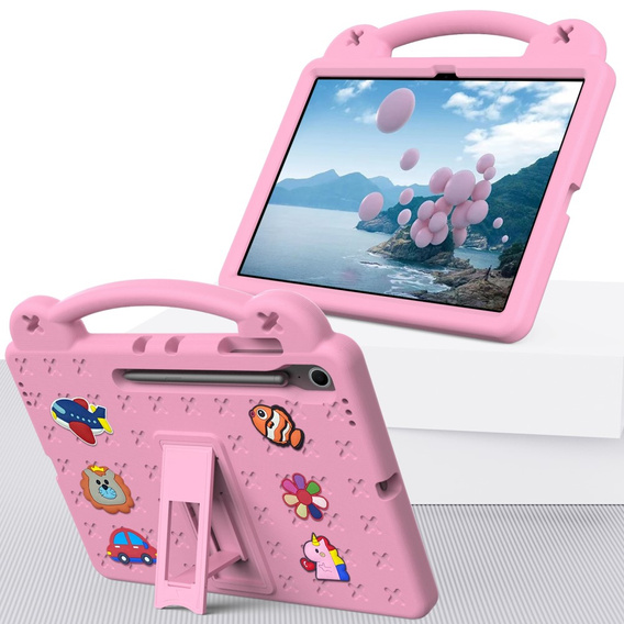 Etui dla dzieci Samsung Galaxy Tab S10 FE+, Pianka EVA, z Podstawką i Uchwytem – Różowe
