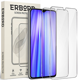 2x Szkło Hartowane do Xiaomi Redmi Note 8 Pro, ERBORD 9H Hard Glass, szybka