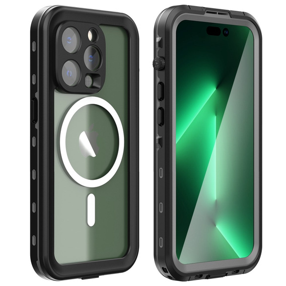 Etui wodoodporne do iPhone 14 Pro Max, Redpepper, do MagSafe, czarne