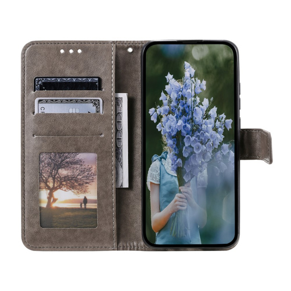 Etui z klapką do Xiaomi Redmi Note 13 Pro 4G / Xiaomi Redmi Note 14S / Xiaomi Poco M6 Pro 4G, Mandala, szare