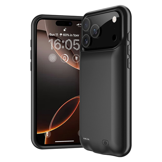 Etui z Baterią 6000mAh do iPhone 17 Pro, czarne