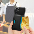 Etui do Samsung Galaxy A15 5G, Card Holder Kickstand, czarne + szkło 9H