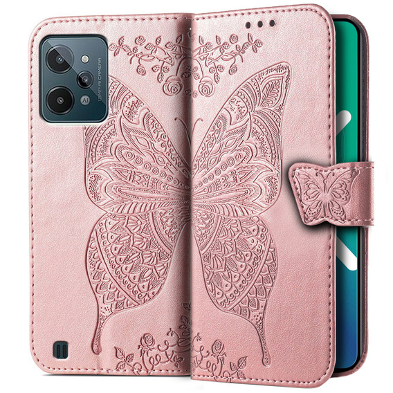 Etui z klapką do Realme C31, Butterfly, różowe
