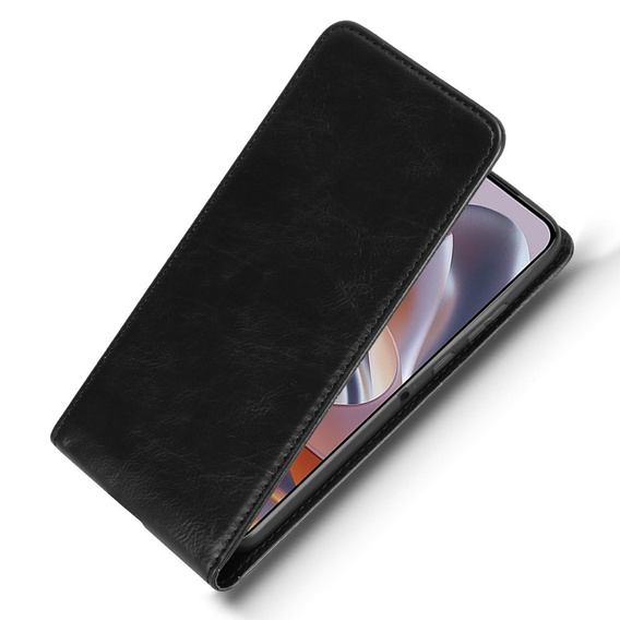 Etui do Motorola Edge 50 Neo / ThinkPhone 25 5G z pionową klapką i kieszenią na kartę – czarne