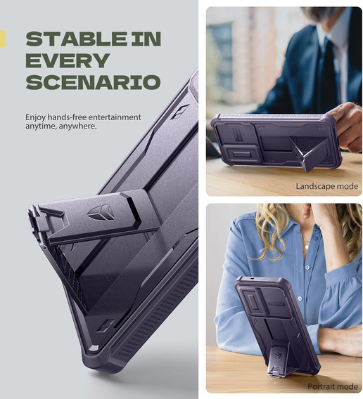 Etui pancerne do Samsung Galaxy S25 FE, Dexnor Full Body (Two Frames), fioletowe