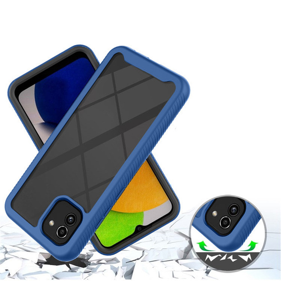 Etui do Samsung Galaxy A03, Shockproof, z folią, niebieskie