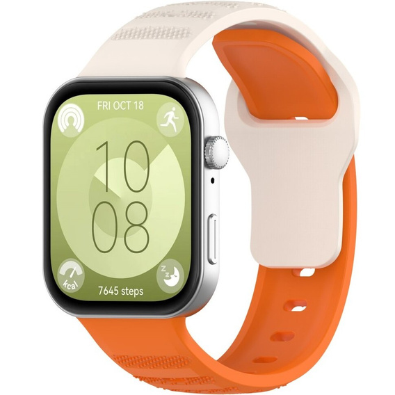 Pasek Silikonowy do Huawei Watch Fit 4 / 4 Pro / 3, Pomarańczowy / Beżowy