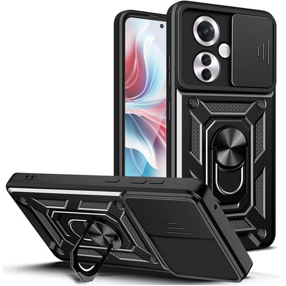 Etui pancerne do Oppo Reno 11F 5G, CamShield Slide, czarne